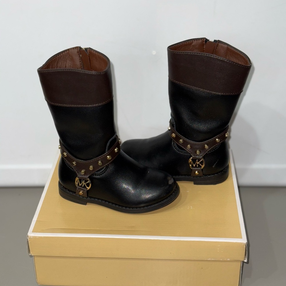 Michael Kors Black and Brown Leather Boots